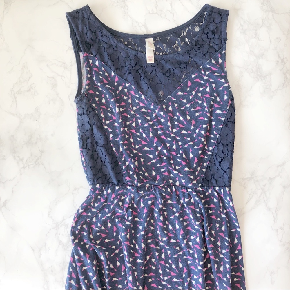 Xhilaration Navy Blue Fit And Flare Dress XS